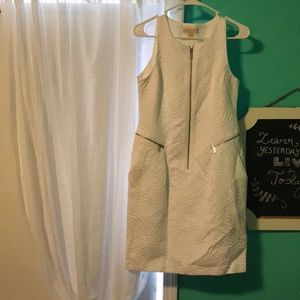 Micheal Kors white textured mid length dress